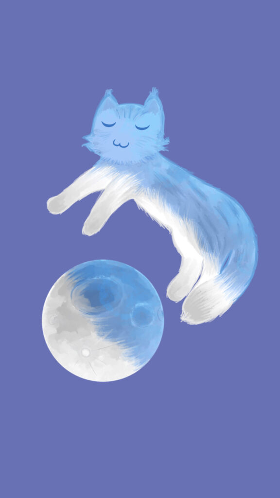 Blue moon, cat, light purple